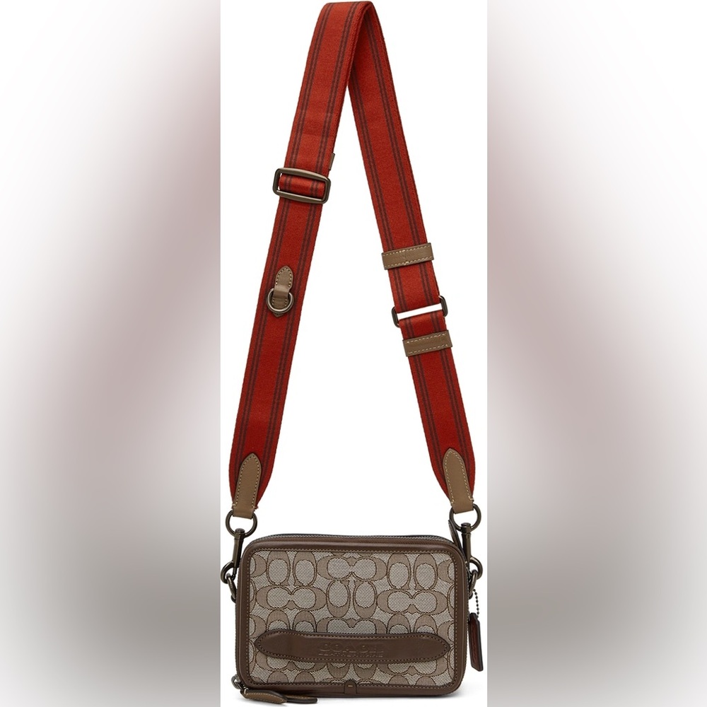 Coach Brown & Red Charter Crossbody Bag In Oak/maple